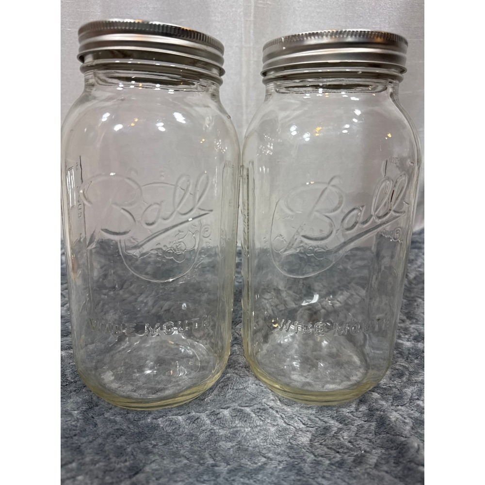 Ball‎ Wide Mouth Mason Jars 64oz Half Gallon Clear Glass with Lids Set of 2